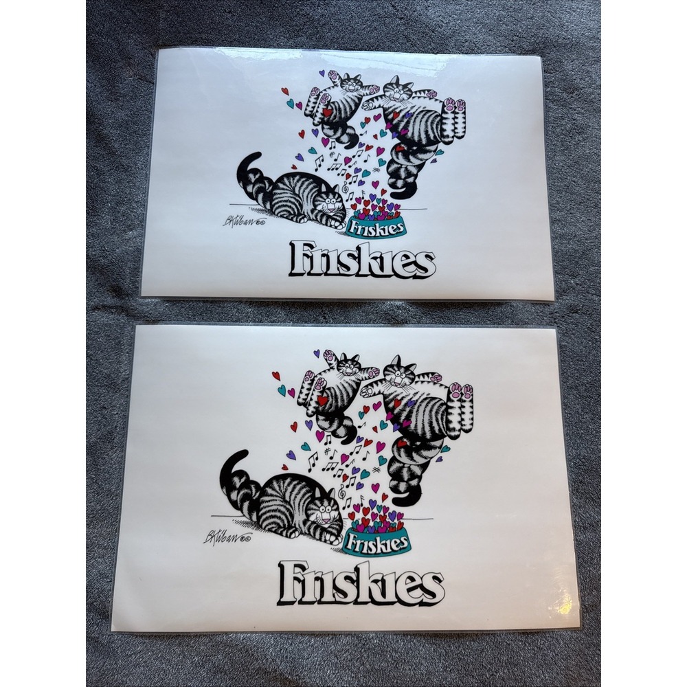 80s Vintage 17" X 11.5" Kliban Cat Friskies Placemats Set of 2 Kitten